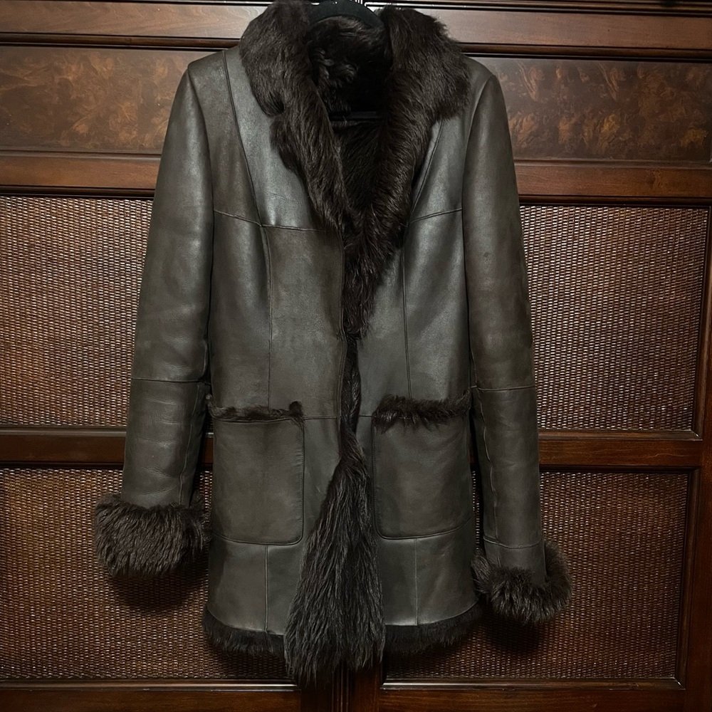 Dolce & Gabbana Chocolate Brown Real Fur Leather Jacket Coat Shearling Luxury XS - Picture 13 of 13